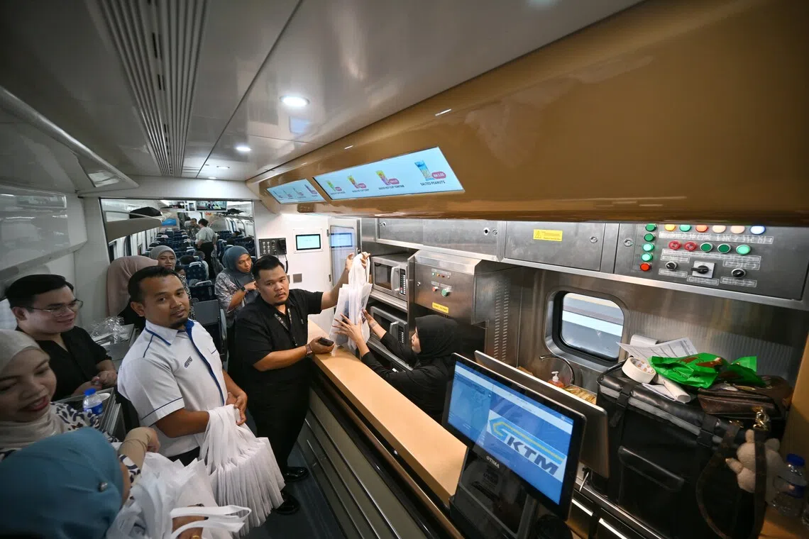 Passengers can buy food and beverages on board the KL-JB ETS.