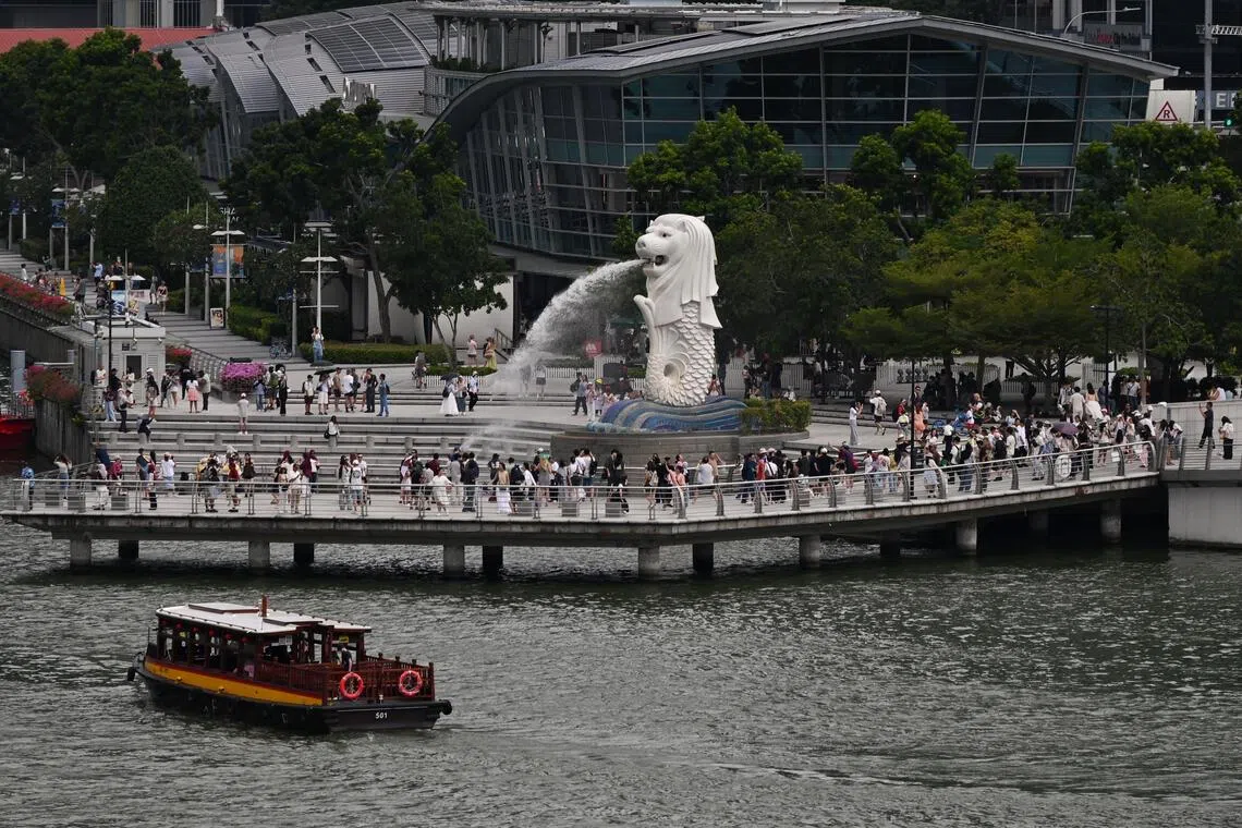 The main Merlion statue will be partially covered in scaffolding amid maintenance works.