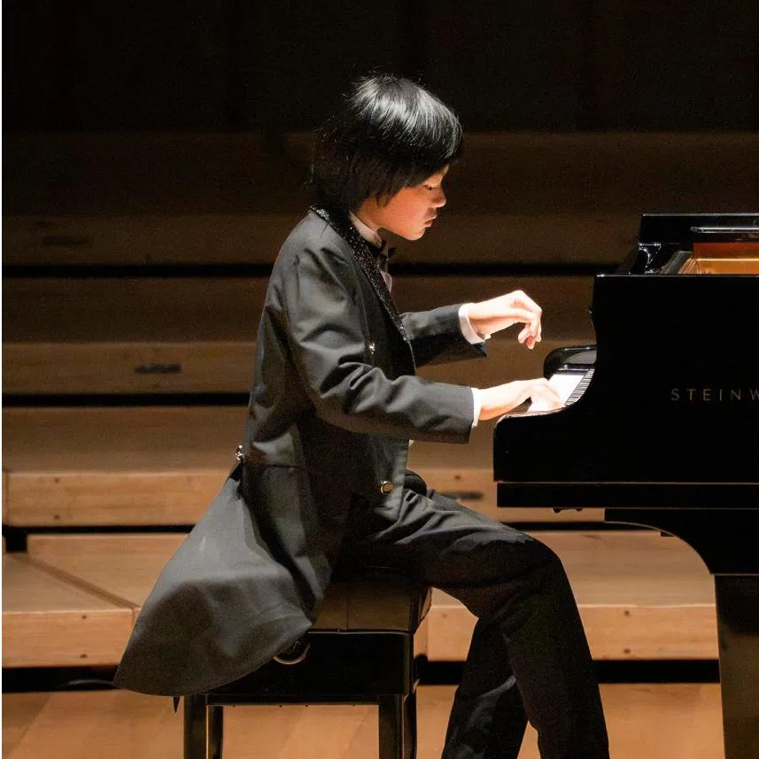 Mikkel Myer Lee's piano recital (left) and Prodigious by re:Sound featuring violinist Cathy Chen Xi (right).