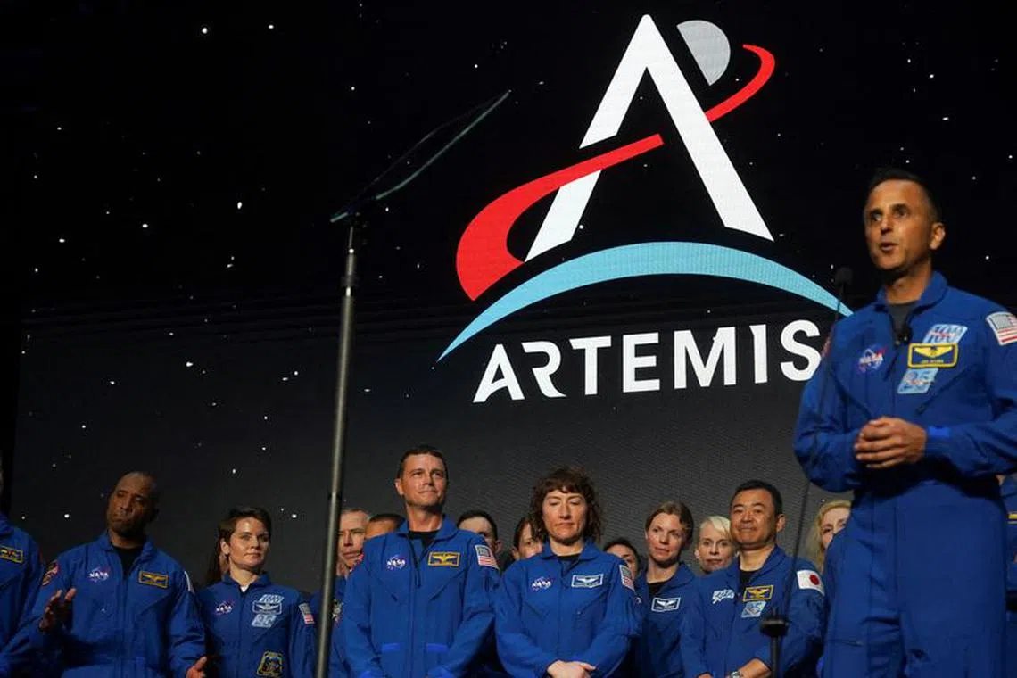 FILE PHOTO: NASA Astronaut Joseph M. Acaba speaks at an NASA event during which the crew of the Artemis II space mission to the moon and back is announced in Houston, Texas, U.S., April 3, 2023. REUTERS/Go Nakamura/File Photo