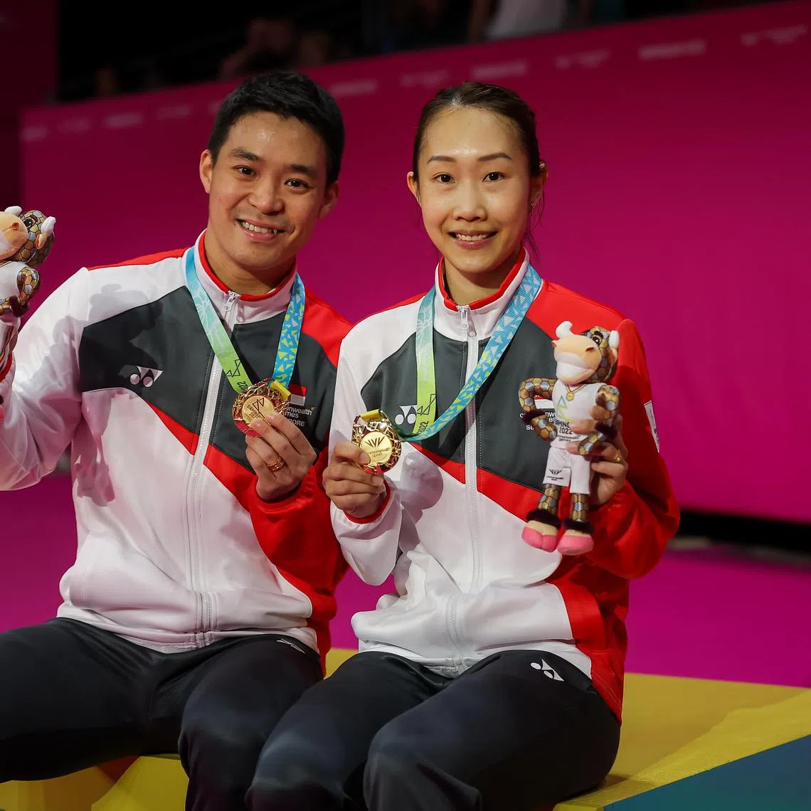 Singapore’s Hee Yong Kai Terry and Tan Jessica Wei Han won the badminton mixed doubles gold medal during the Birmingham Commonwealth Games, 8 Aug 2022.