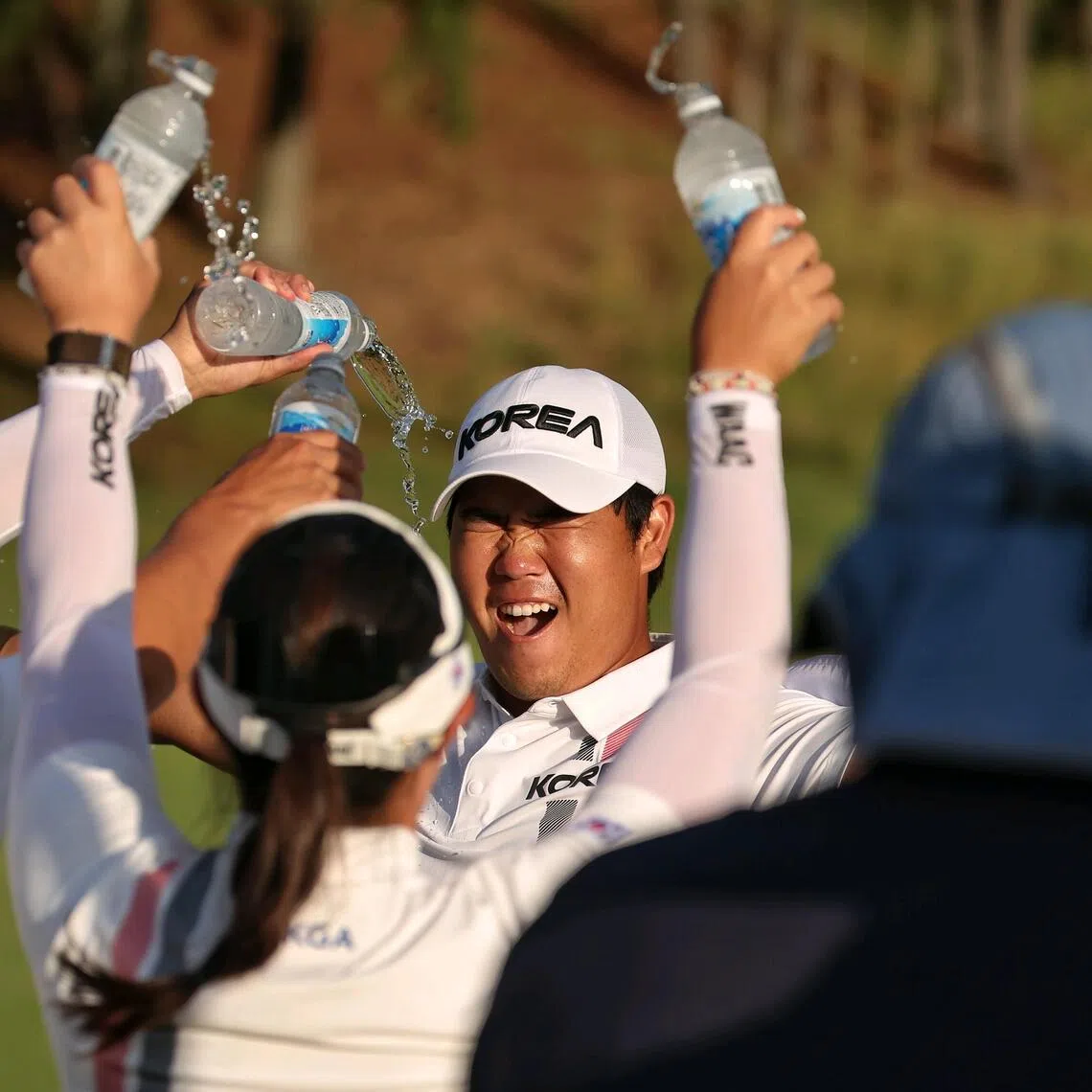 Tom Kim after winning the Asian Games men’s golf gold in Aichi, Japan, on Oct 3.