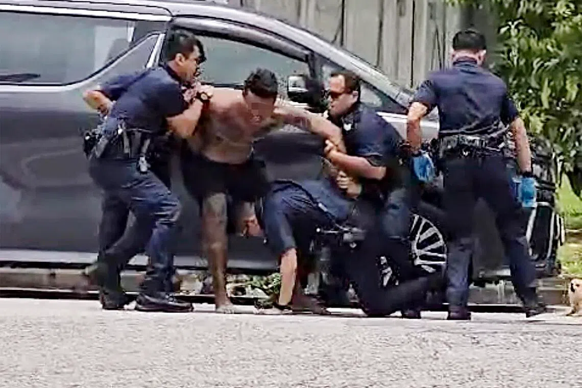 During the arrest, the man put up a struggle and allegedly pushed and attempted to bite the officers