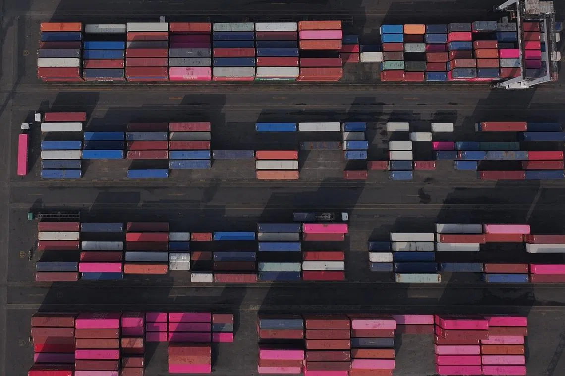 A drone view shows stacks of containers at the Tanjung Priok port in Jakarta, Indonesia, July 10, 2025. REUTERS/Ajeng Dinar Ulfiana/File Photo