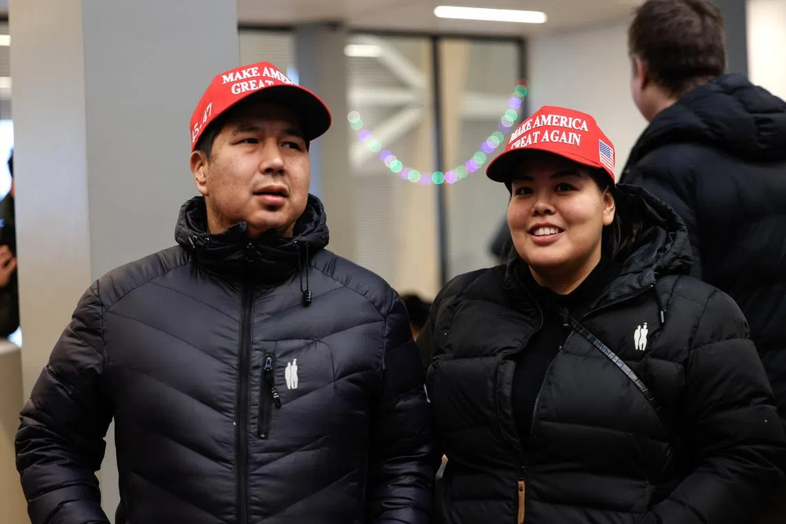 Some locals sported Make America Great Again caps to greet Mr Donald Trump Jr. during his private visit to Greenland on Jan 7.