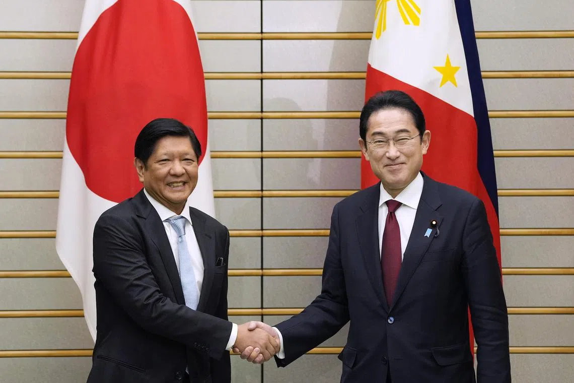 Philippine President Ferdinand Marcos (left) and his Japanese counterpart Fumio Kishida witnessed the inking of seven bilateral deals on Feb 9, 2023.