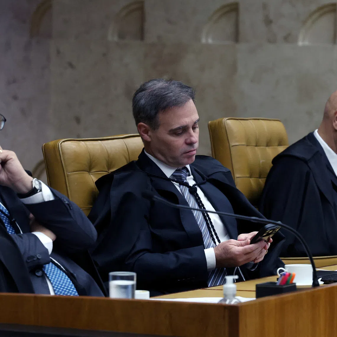 Brazil's Supreme Court Justices Flavio Dino, Andre Mendonca and Alexandre de Moraes attend a session of the Supreme Court in Brasilia, Brazil, September 2, 2026. REUTERS/Adriano Machado