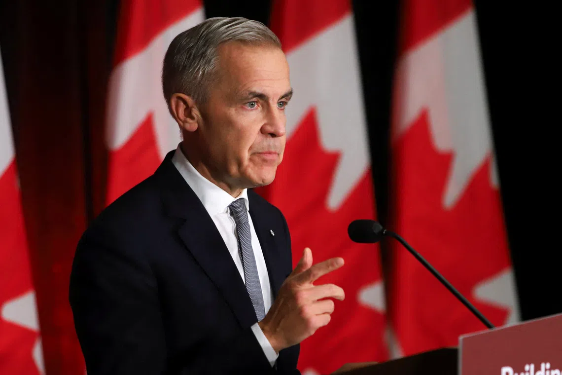 Canada's Prime Minister Mark Carney makes a live address on Canada’s plan to build a stronger economy, in advance of the 2025 Budget, in Ottawa, Ontario, Canada, October 22, 2025.  REUTERS/Patrick Doyle