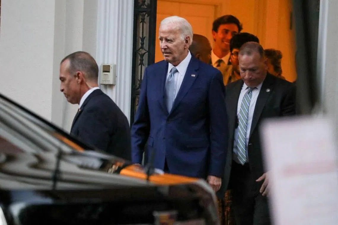 FILE PHOTO: U.S. President Joe Biden departs a Biden Victory Fund campaign fundraising event in the Kalorama neighborhood, in Washington, U.S., October 27, 2023. REUTERS/Anna Rose Layden/File Photo