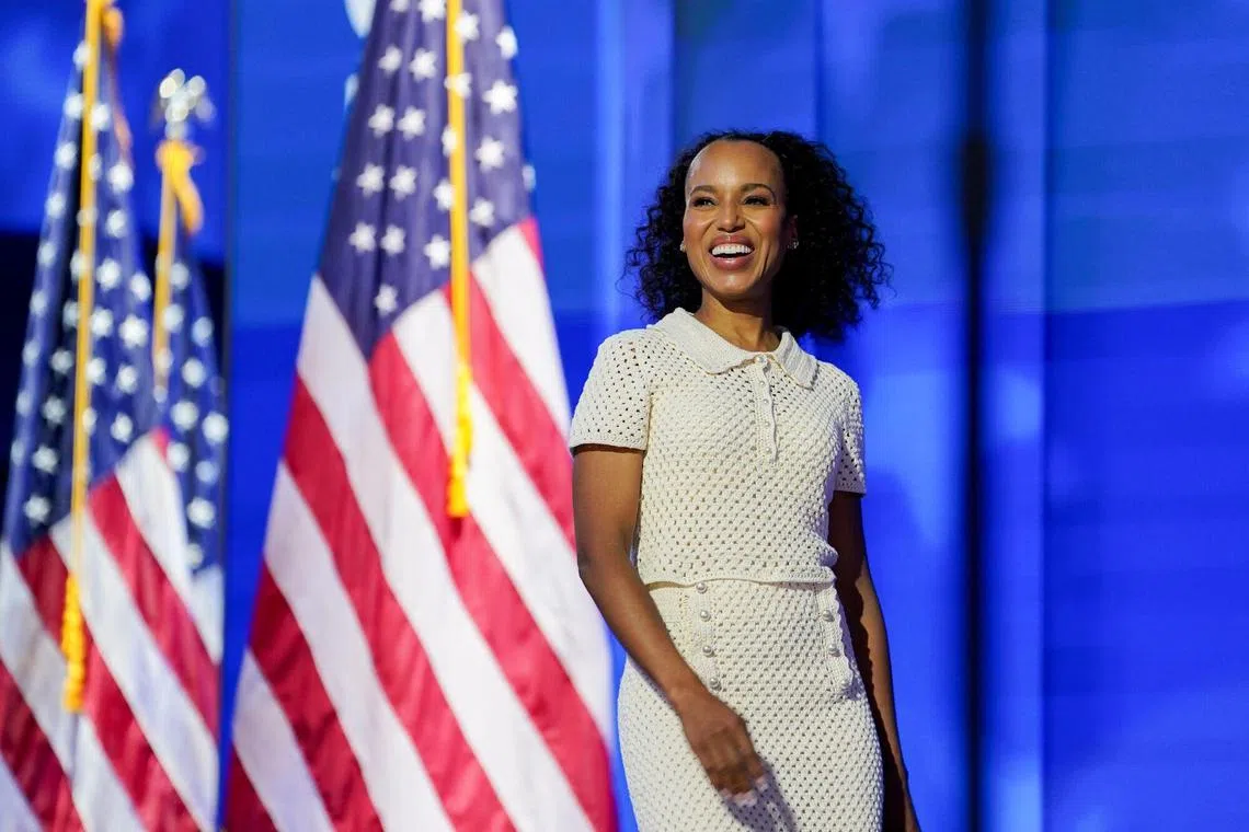 Kerry Washington stepped into the real-life political spotlight as the host of the Democratic National Convention in Chicago on Aug 22.