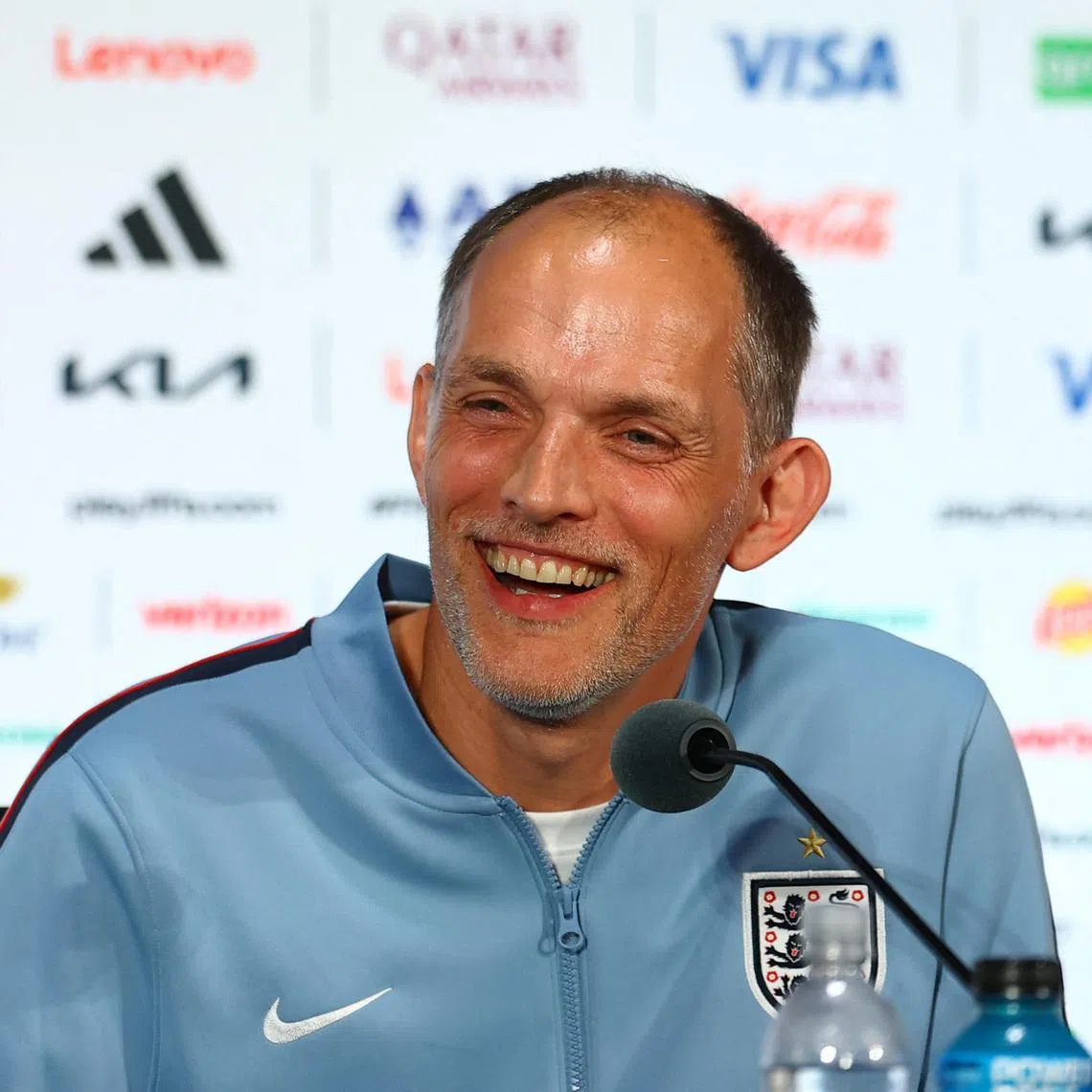 Soccer Football - FIFA World Cup 2026 - England Press Conference - Dallas Stadium, Arlington, Texas, U.S. - June 16, 2026  England manager Thomas Tuchel during the press conference REUTERS/Hannah Mckay