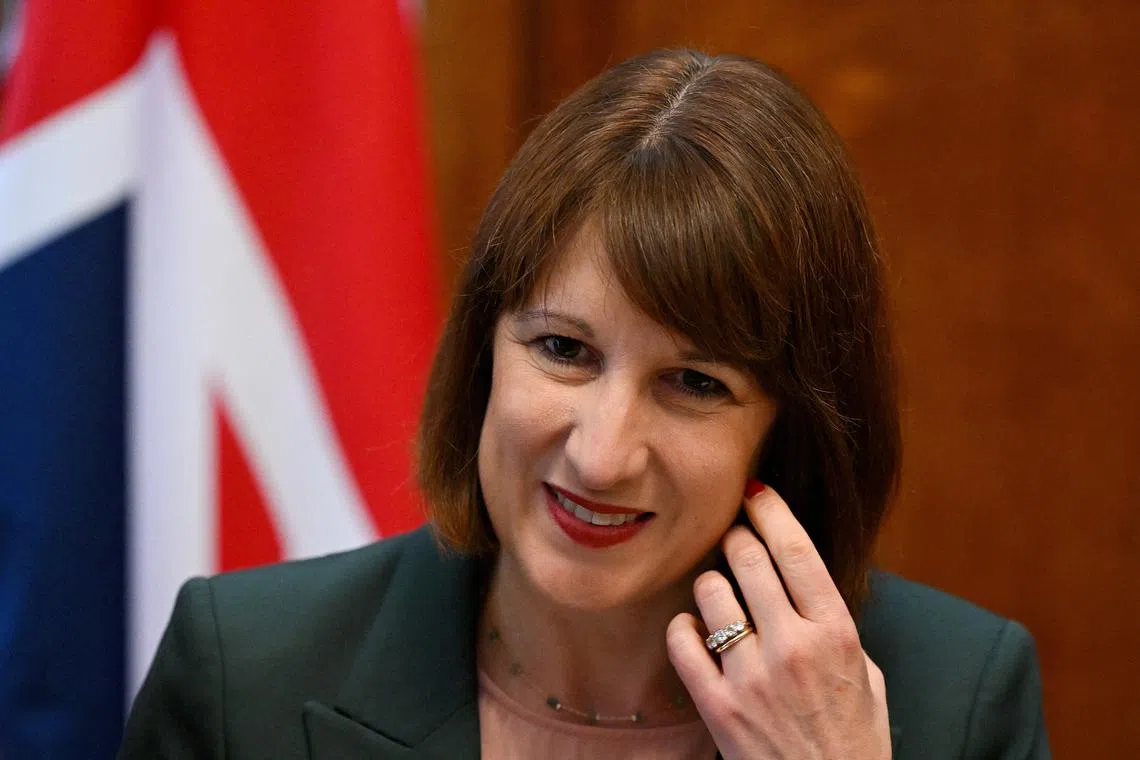 FILE PHOTO: Britain's Chancellor of the Exchequer Rachel Reeves chairs a meeting of the National Wealth Fund Taskforce at 11 Downing Street in London, Britain, July 9, 2024. JUSTIN TALLIS/Pool via REUTERS/File Photo