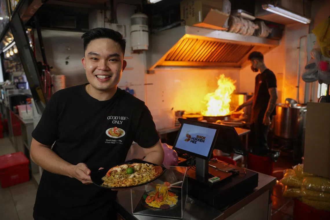 Mitchell Ong of Shiok Hokkien Mee at his newest outlet in Serangoon Central.