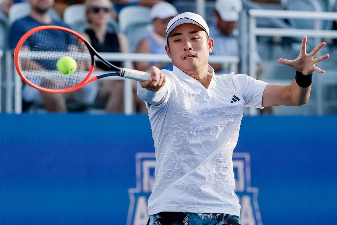 China's Wu Yibing, pictured at the Atlanta Open, collapsed during his opening match at the ATP and WTA DC Open on Monday.