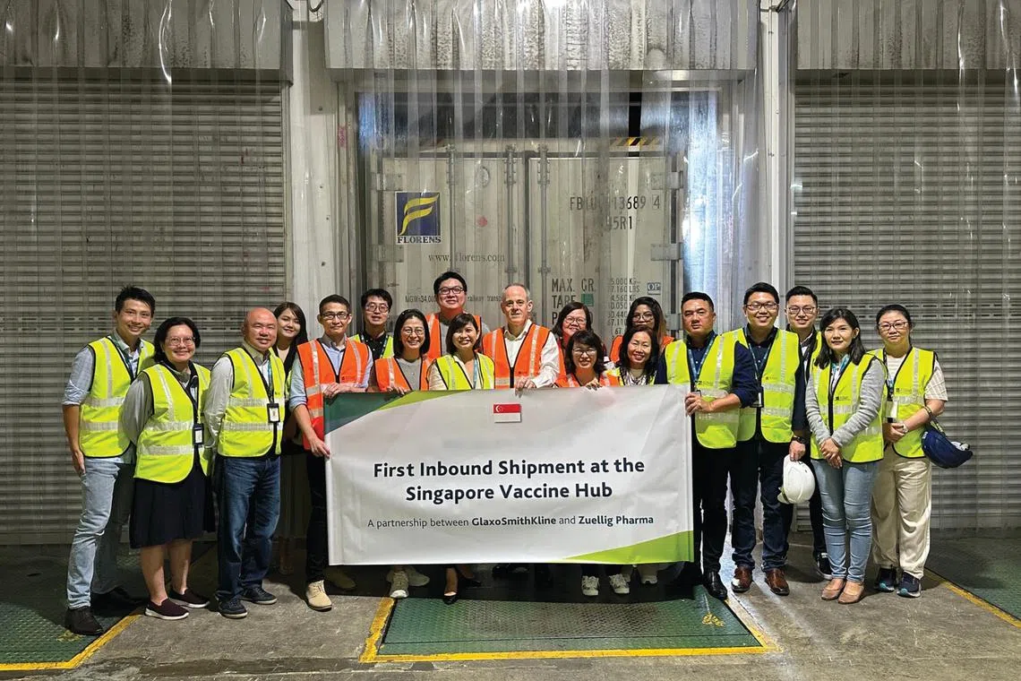The Zuellig Pharma Singapore team marking the launch of GSK’s first vaccine distribution hub in Asia Pacific in 2023, serving 13 markets in the region.