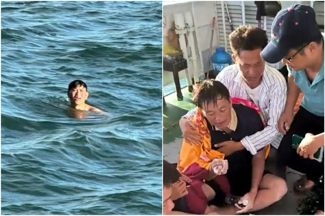 Mr Pham Duy Quang from Ly Son island was rescued after drifting at sea for more than 40 hours. 