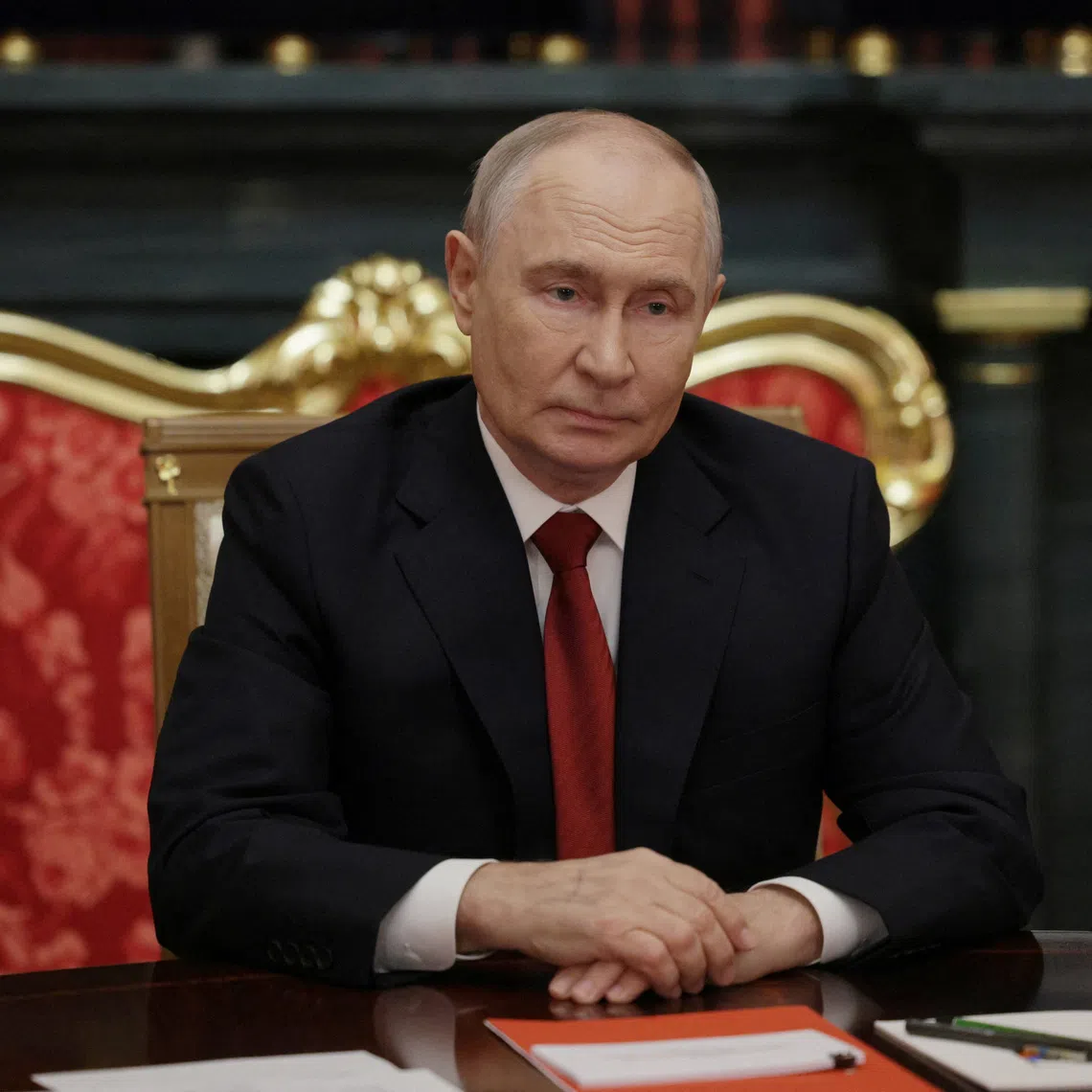 Russian President Vladimir Putin attends a meeting with Jared Kushner, U.S. President Donald Trump's son-in-law, and U.S. Special Envoy Steve Witkoff at the Kremlin in Moscow, Russia, September 5, 2026. Sputnik/Gavriil Grigorov/Pool via REUTERS