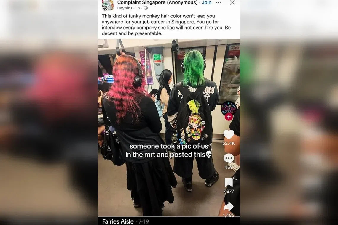 In July, two Gen Z women were photographed on a train and ridiculed on Facebook for their brightly coloured hair. 