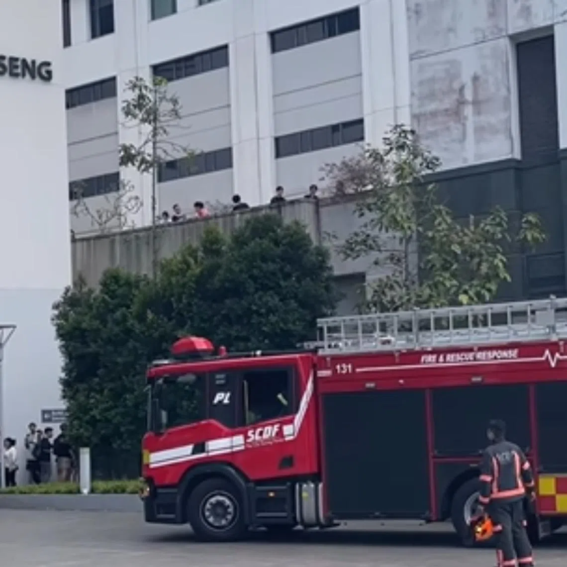 The fire, which involved a portable air conditioner, was extinguished by the sprinkler system before SCDF arrived.