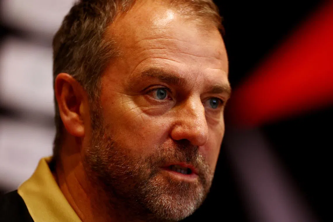 Soccer Football - Spanish Super Cup - Final - FC Barcelona Press Conference - King Abdullah Sports City, Jeddah, Saudi Arabia - January 11, 2025  FC Barcelona coach Hansi Flick during the press conference REUTERS/Pedro Nunes