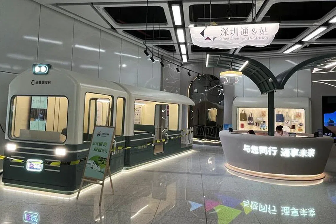 An exhibition for Shenzhen's "carbon inclusion" scheme inside a subway station in Pingshan district.