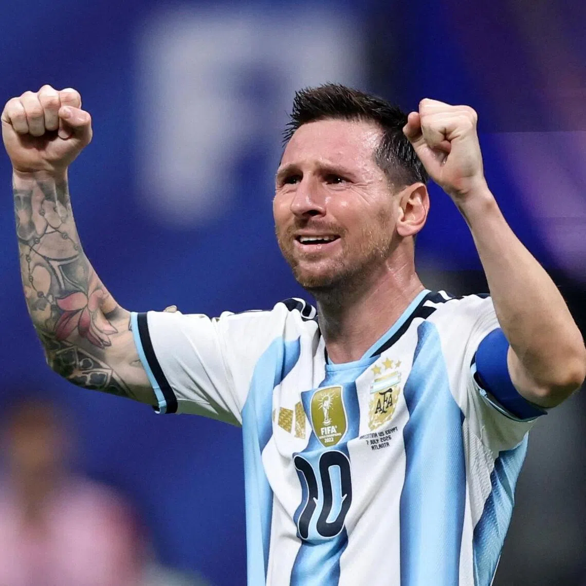Soccer Football - FIFA World Cup 2026 - Round of 16 - Argentina v Egypt - Atlanta Stadium, Atlanta, Georgia, U.S. - July 7, 2026
Argentina's Lionel Messi celebrates after the match as Argentina qualify for the quarter finals of the World Cup IMAGN IMAGES via Reuters/Brett Davis