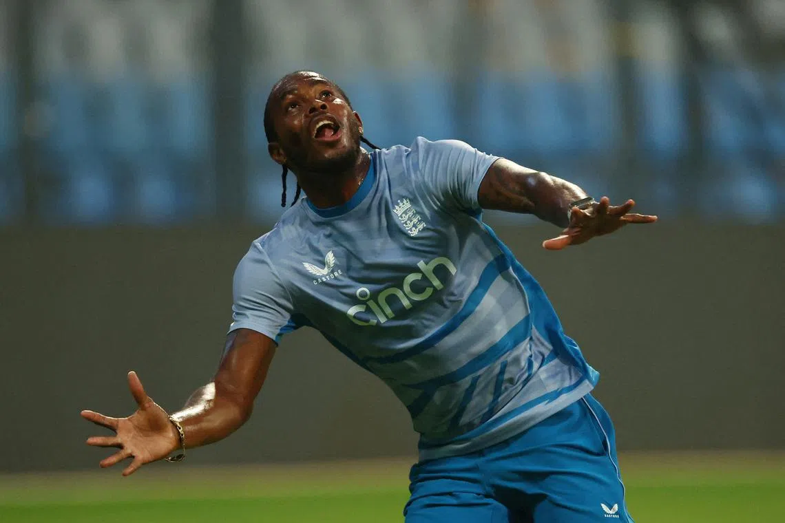 Cricket - ICC Cricket World Cup 2023 - England Practice - Wankhede Stadium, Mumbai, India - October 19, 2023 England's Jofra Archer during practice REUTERS/Andrew Boyers