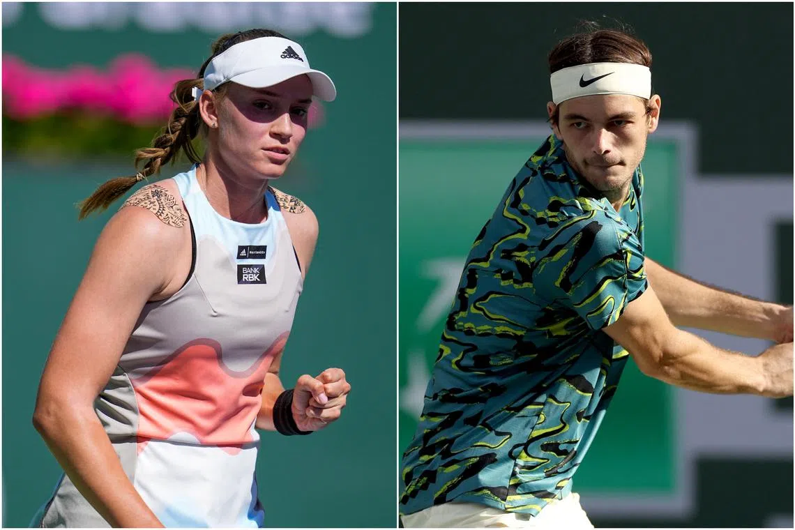 Elena Rybakina (left) and Taylor Fritz in action during the during the BNP Paribas Open at the Indian Wells Tennis Garden, on March 13, 2023