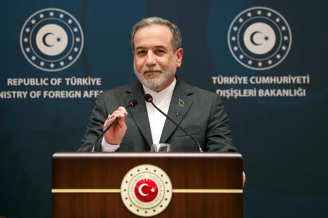 Iranian Foreign Minister Abbas Araqchi attends a press conference after meeting with his Turkish counterpart Hakan Fidan, in Istanbul, Turkey, January 30, 2026. REUTERS/Dilara Senkaya