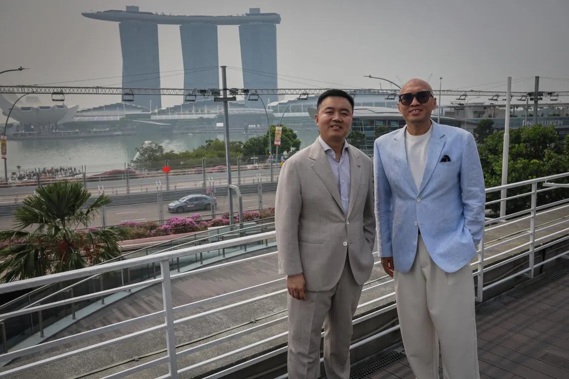 Moutai House’s managing director Shi Yunding (left) with Colin Chia, chief executive of Nutmeg Collective – the bar partner for the three-storey venue.
