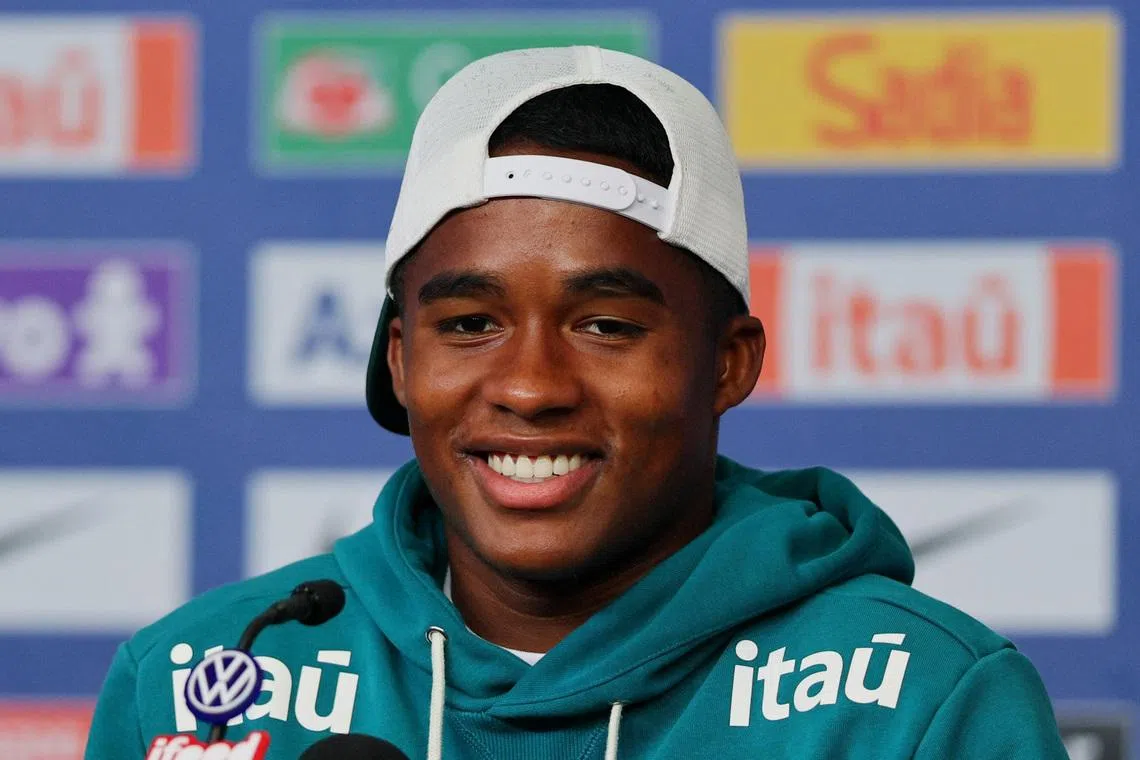 Soccer Football - FIFA World Cup 2026 - Brazil Press Conference - The Ridge Hotel, Basking Ridge, New Jersey, U.S. - July 2, 2026 Brazil's Endrick during the press conference IMAGN IMAGES via Reuters/Caean Couto