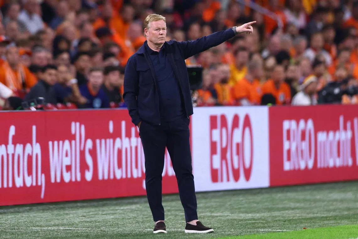 Soccer Football - Nations League - League A - Group 3 - Netherlands v Germany - Johan Cruyff Arena, Amsterdam, Netherlands - September 10, 2024 Netherlands coach Ronald Koeman reacts REUTERS/Thilo Schmuelgen