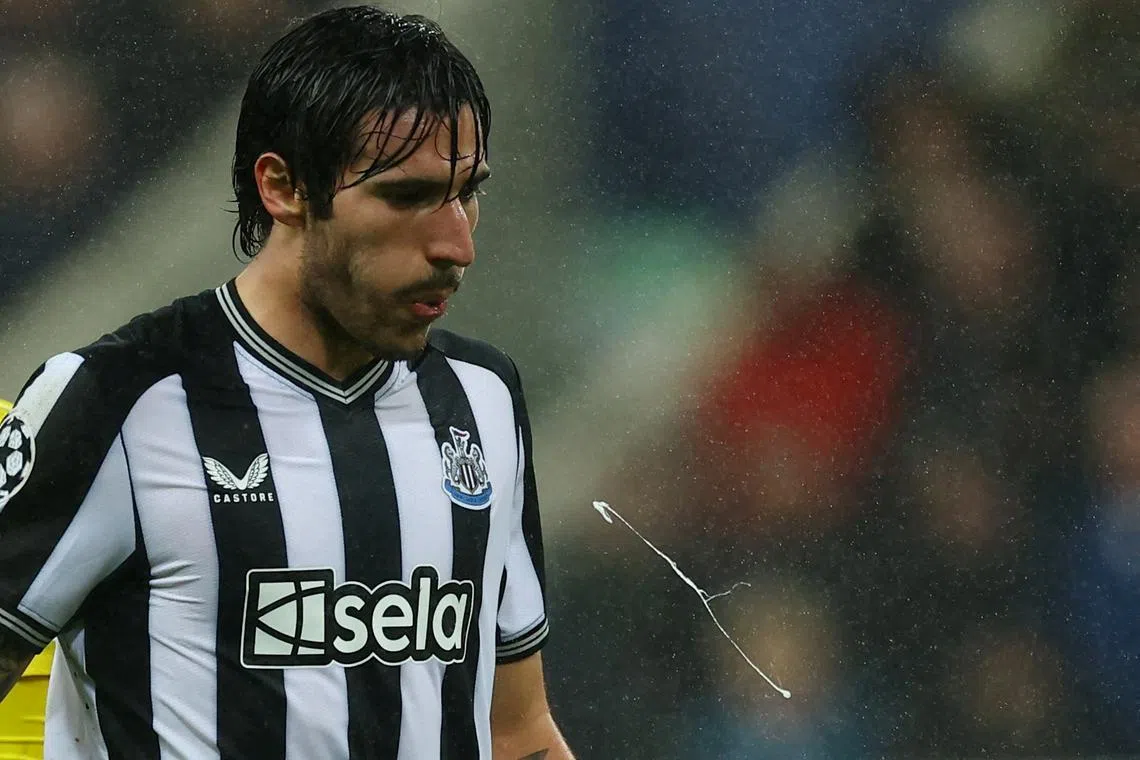 FILE PHOTO: Soccer Football - Champions League - Group F - Newcastle United v Borussia Dortmund - St James' Park, Newcastle, Britain - October 25, 2023  Newcastle United's Sandro Tonali Action Images via Reuters/Lee Smith/File Photo
