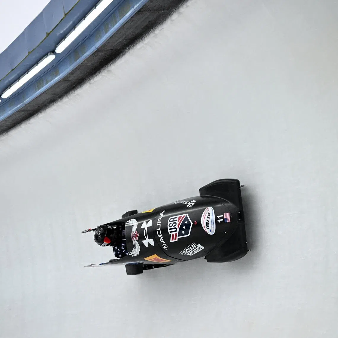 Bobsleigh and Skeleton - IBSF Bobsleigh & Skeleton World Cup - Altenberg, Germany - January 17, 2026  Kaillie Armbruster Humphries of the U.S. in action during the women's monobob heat 1 REUTERS/Annegret Hilse