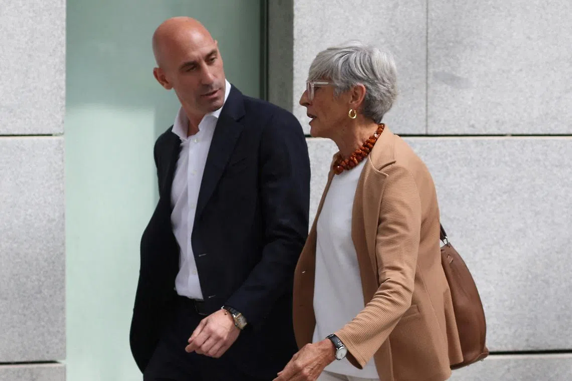 FILE PHOTO: Former president of the Royal Spanish Football Federation Luis Rubiales is pictured after leaving the high court in Madrid, Spain - September 15, 2023 REUTERS/Isabel Infantes/File Photo