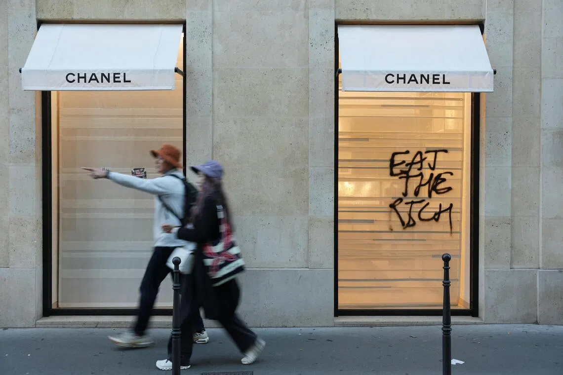 A Chanel store in Paris, vandalised during clashes on Oct 17 and 18.