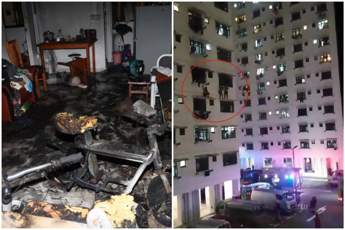 In a bid to escape the fire, one person climbed out onto the kitchen ledge, while another escaped onto the bedroom window ledge. 