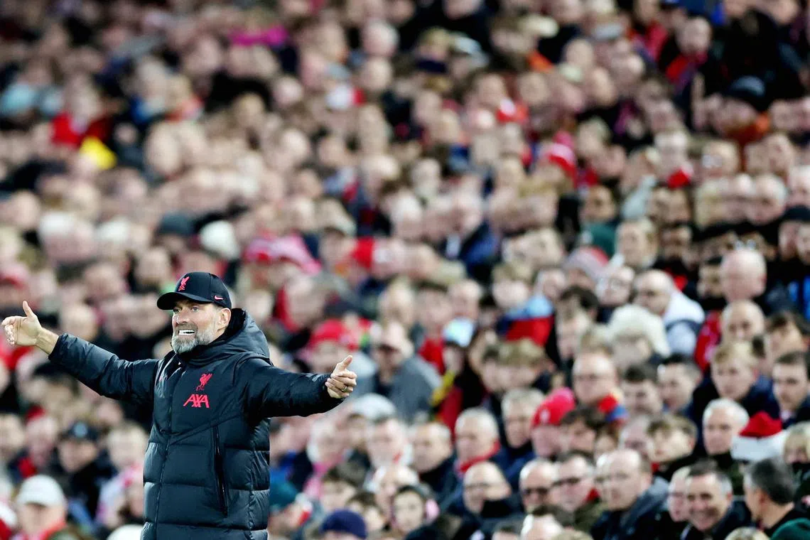 Jurgen Klopp watching on at Anfield as Liverpool beat Derby County on penalties in the League Cup on Wednesday.
