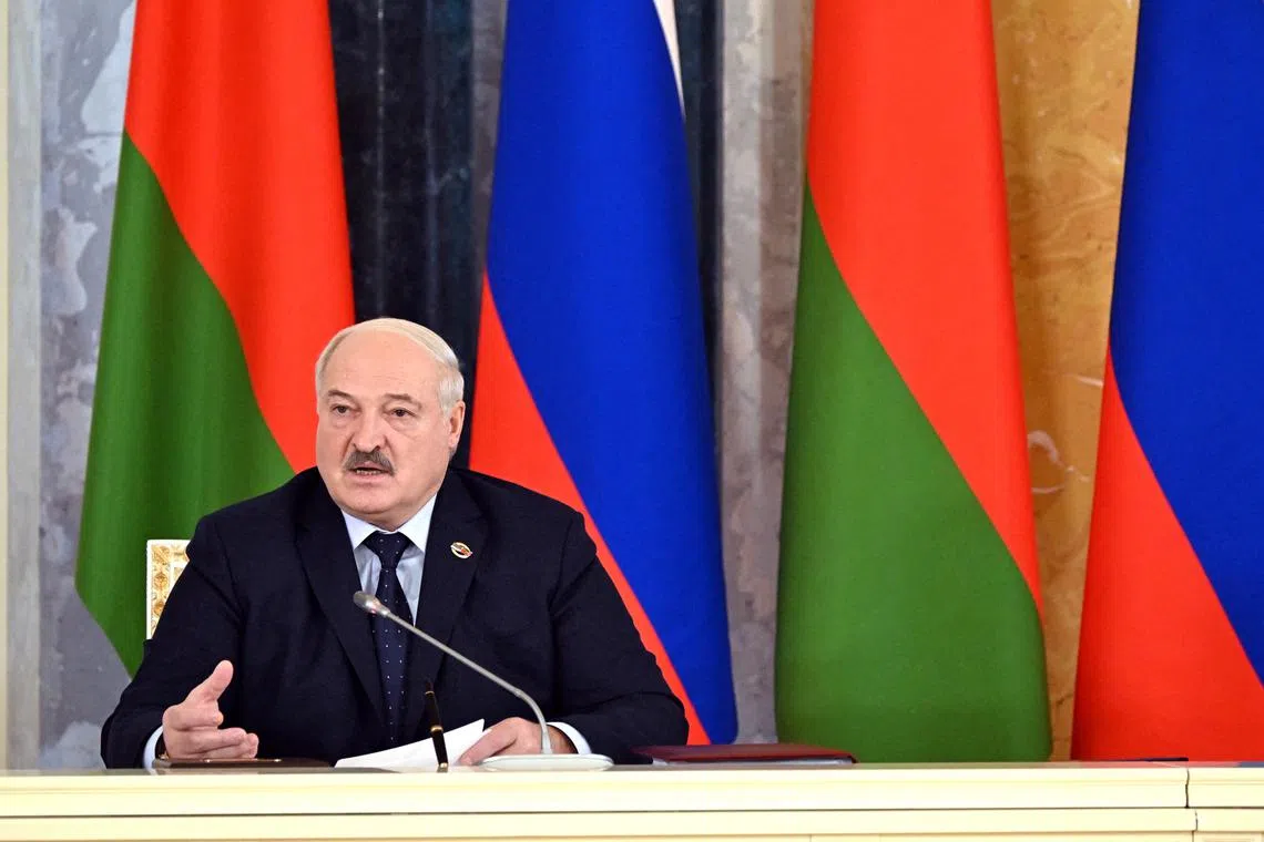 FILE PHOTO: Belarusian President Alexander Lukashenko attends a meeting of the Supreme State Council of Russia-Belarus Union State in Saint Petersburg, Russia, January 29, 2024. Sputnik/Pavel Bednyakov/Pool via REUTERS/File Photo