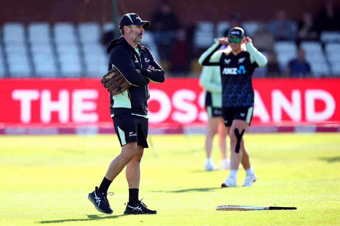Cricket - First Women's Twenty20 International - England v New Zealand - County Cricket Ground, Derby, Britain - May 20, 2026 New Zealand head coach Ben Sawyer during the warm up before the match Action Images via Reuters/Andrew Boyers