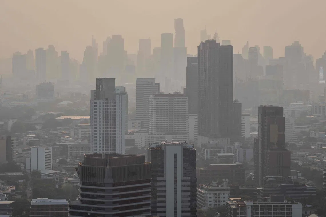 Bangkok lying under a cloud of haze on April 17.