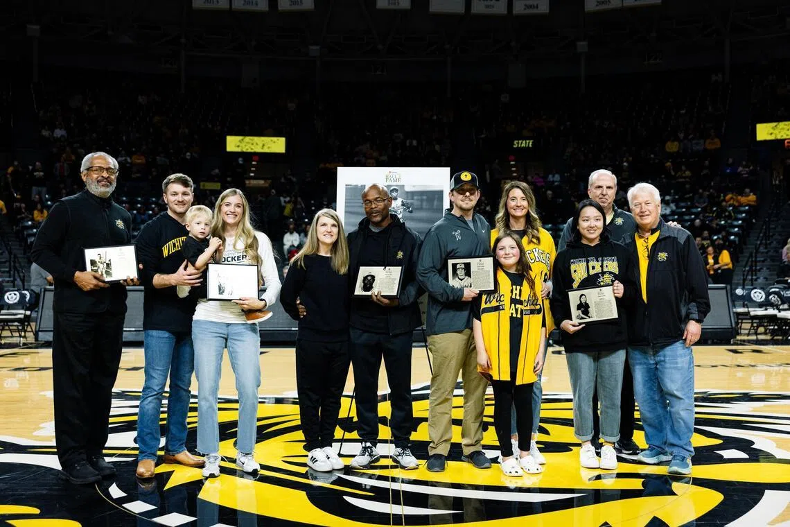 Singapore's Jazreel Tan (third from right) was one of the athletes inducted into the Wichita State Pizza Hut Shocker Sports Hall of Fame in February.
