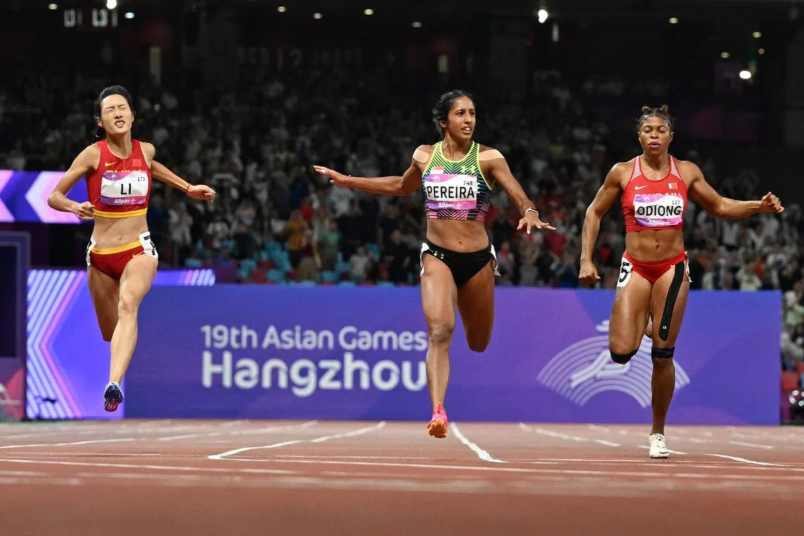 Shanti Pereira claimed the women’s 200m title at the Asian Games on Oct 2.