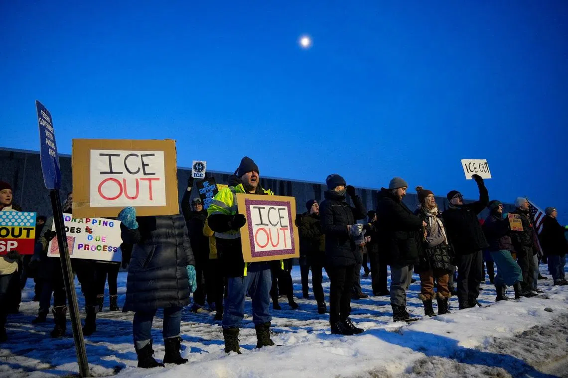 People protest against the fatal shooting of Ms Renee Nicole Good by an ICE agent on Jan 8. 