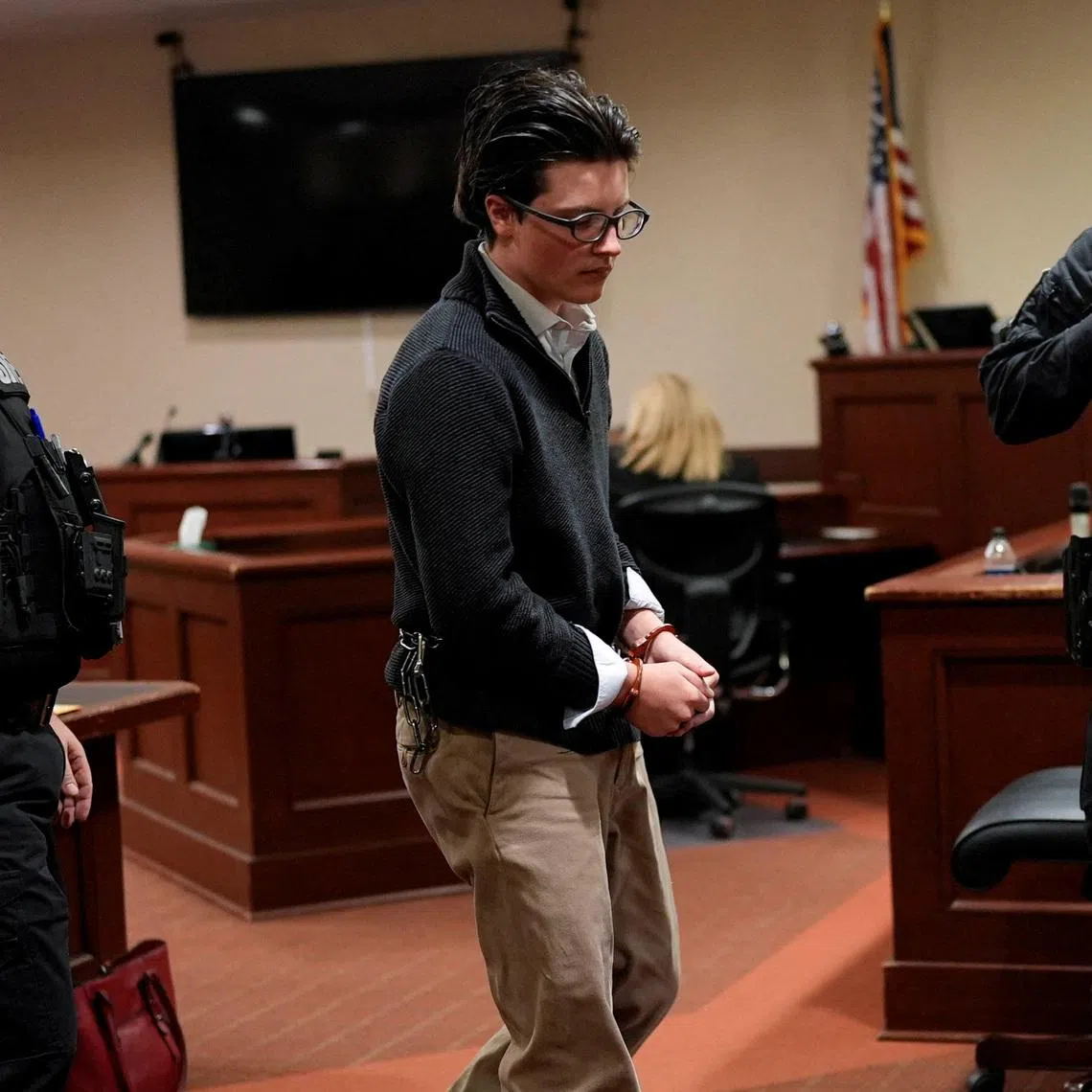 FILE PHOTO: Apalachee High School shooting suspect Colt Gray appears in the Barrow County Courthouse, in Winder, Georgia, U.S., December 9, 2025. Mike Stewart/Pool via REUTERS/File Photo