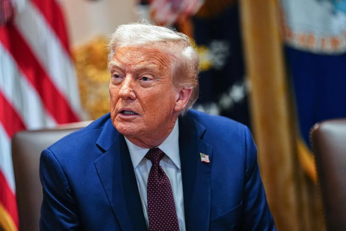 US President Donald Trump answering a reporter’s question as he chairs a Cabinet meeting on Aug 26.