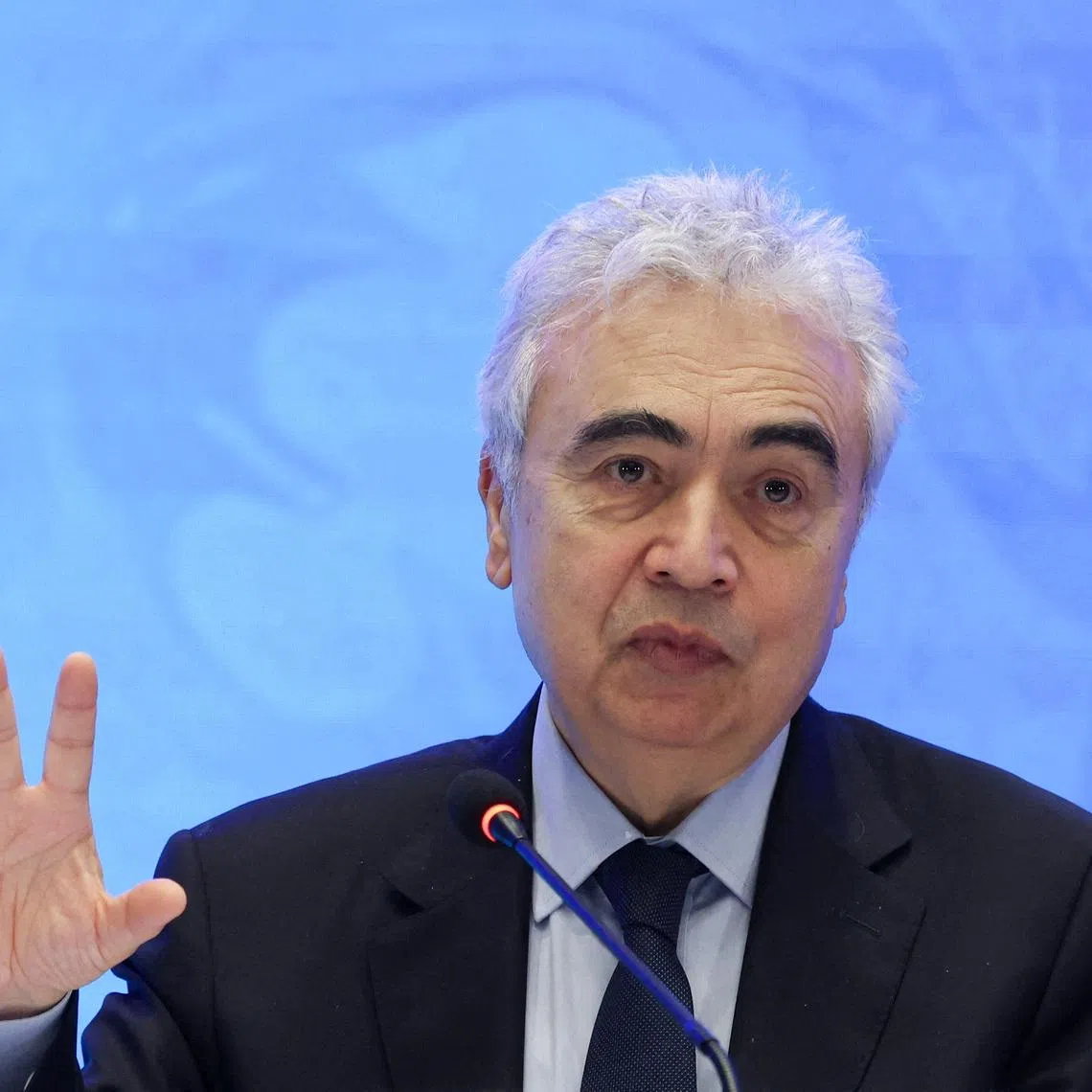 FILE PHOTO: International Energy Agency (IEA) Executive Director Fatih Birol speaks during a press conference in Istanbul, Turkey, March 12, 2026. REUTERS/Dilara Senkaya/File Photo