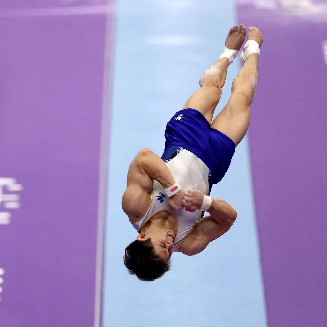 Philippines’ Carlos Yulo on the vault during qualification on Sept 21.