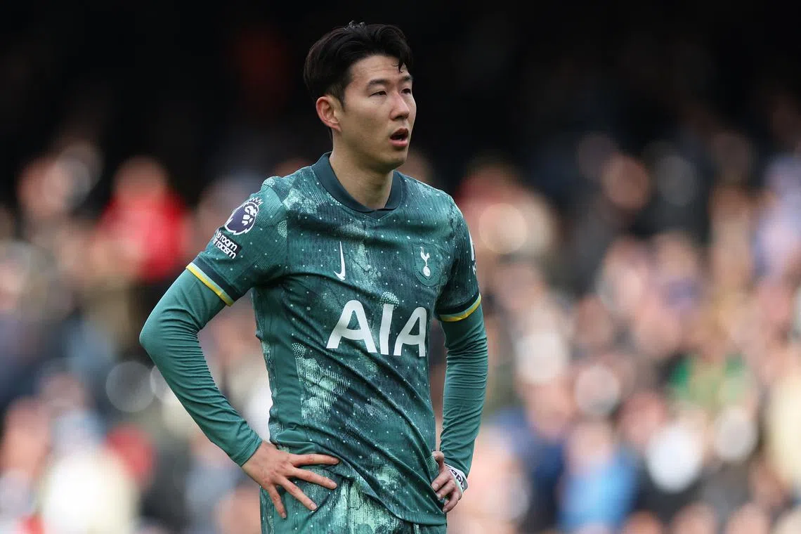 Soccer Football - Premier League - Fulham v Tottenham Hotspur - Craven Cottage, London, Britain - March 16, 2025 Tottenham Hotspur's Son Heung-min looks dejected after the match REUTERS/Isabel Infantes/File Photo