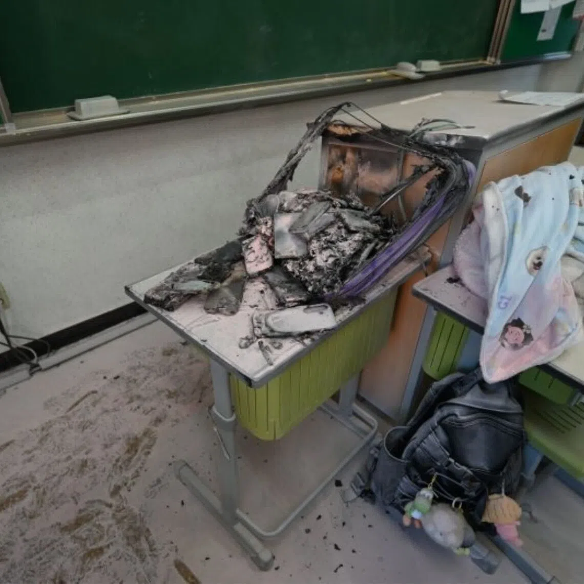 The fire started in a classroom locker, and is thought to have been sparked by a portable power bank stored inside it.